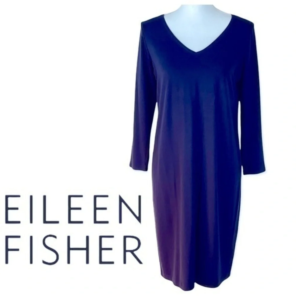 Eileen Fisher Navy Pullover Shift Dress NWOT